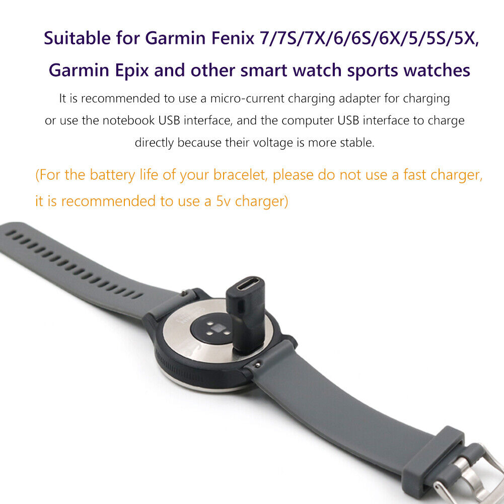 Watch Charger Adapter Converter for Garmin Fenix 7 7S 7X 6 6S 6X (Type-C)
