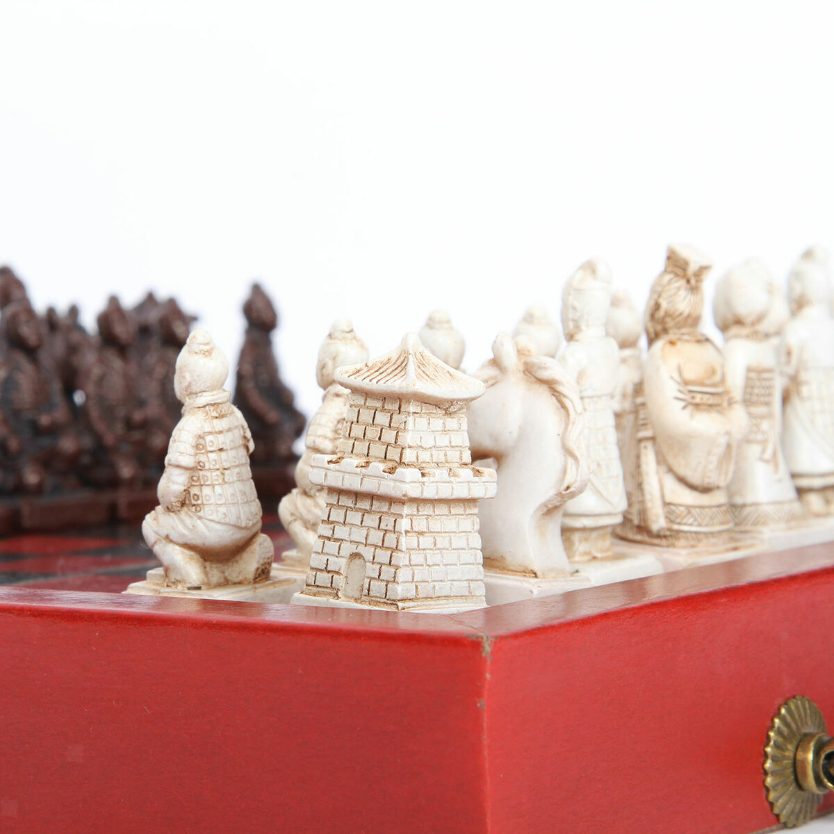 Xi'an Terracotta  Wooden Chess Set 20x20cm Folding Chessboard Carved