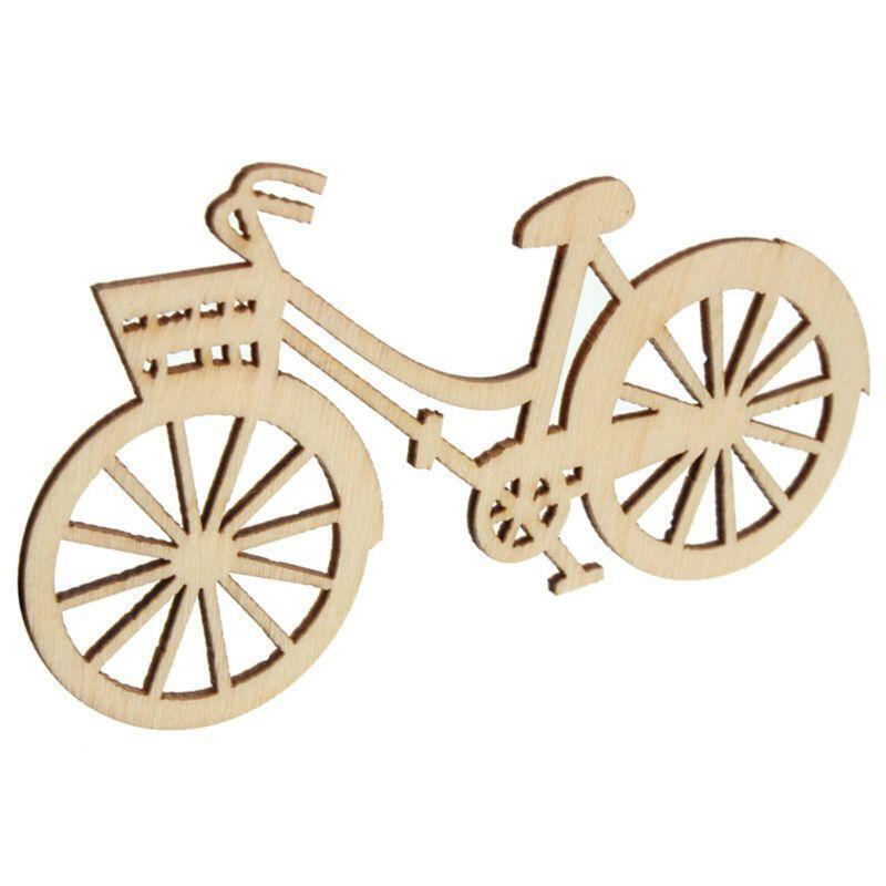 10pcs Wooden Bicycle Bike Cutout Veneers Slices DIY Crafting Ornament Theme Home