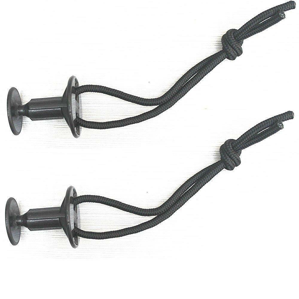 6pcs Black Plastic  Surfboard Surf Leash Plugs Attachment W/ Cord