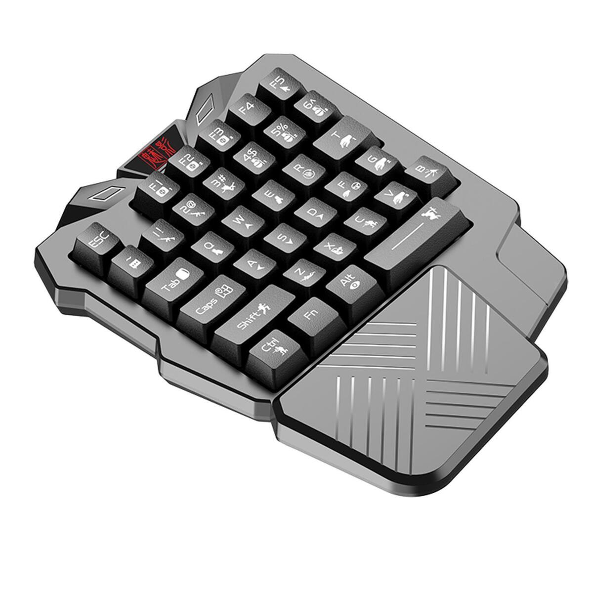 One Handed Gaming Keyboard 35 Keys Portable with Wrist Support for Game
