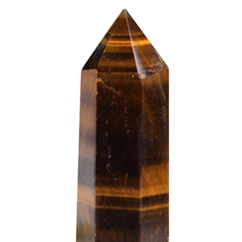 Natural Crystal Tiger Eye Quartz Point Wand Healing Chakra Energy Stone
