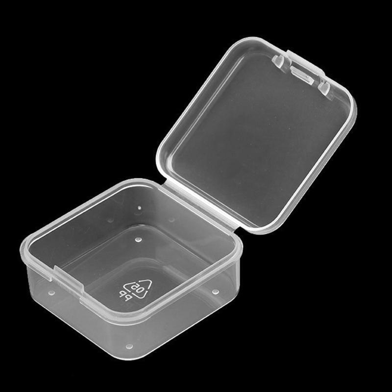 Mini Jewelry Storage Boxes with Lid 10 Pcs Plastic Square Clear Case Container