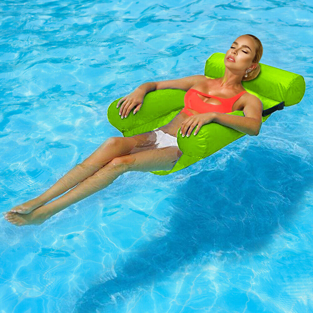 Floating Row Swimming Pool Inflatable Foldable Water Hammock Bed (Green)