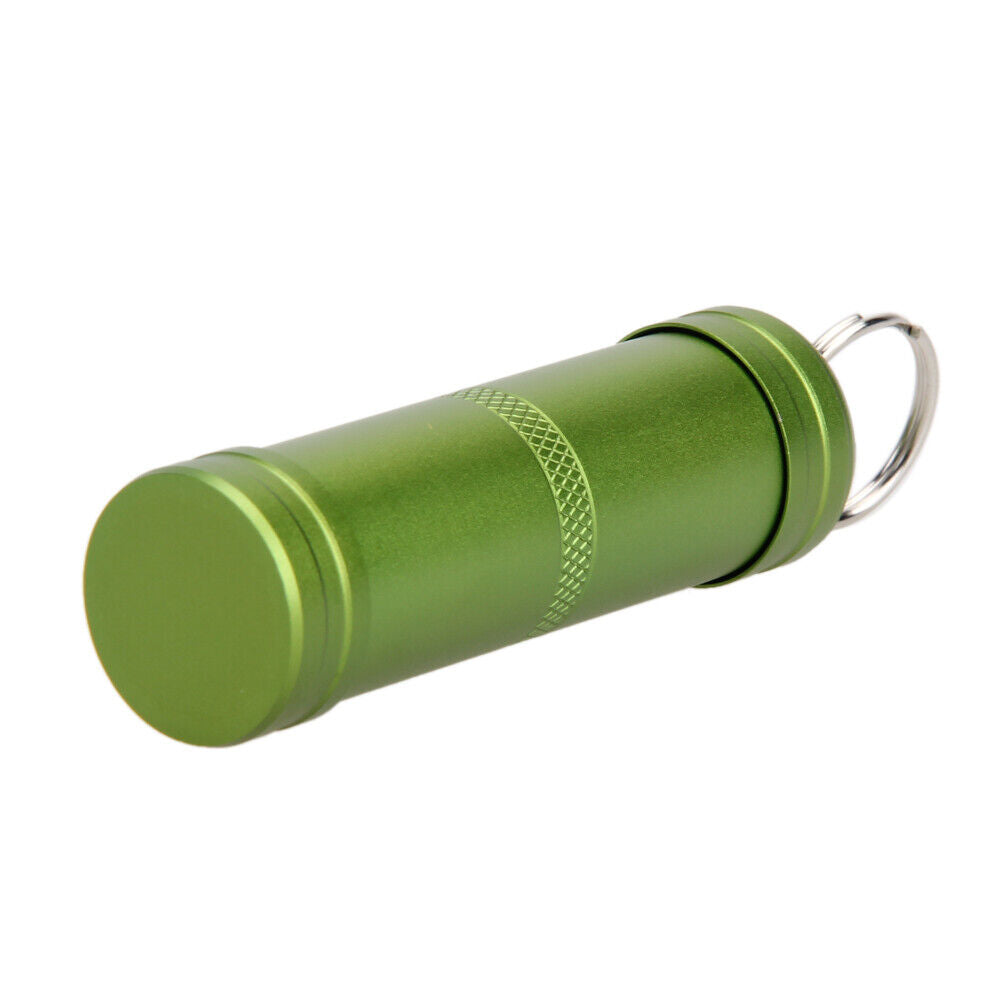 Aluminum Alloy Waterproof Case First-Aid Medicine Bottle with Key Ring