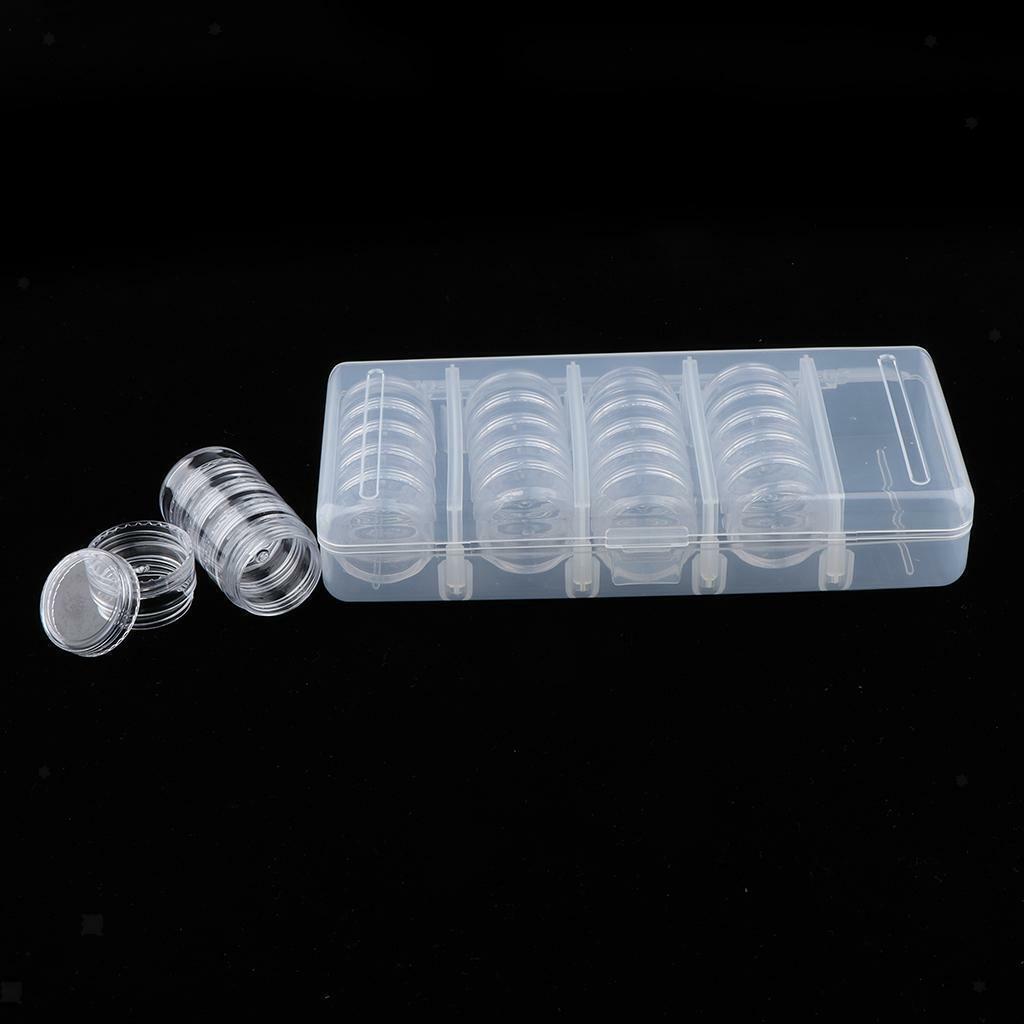 25 Jars Empty Pots Bottles Nail Art Jewelry Glitters Powder Case Container