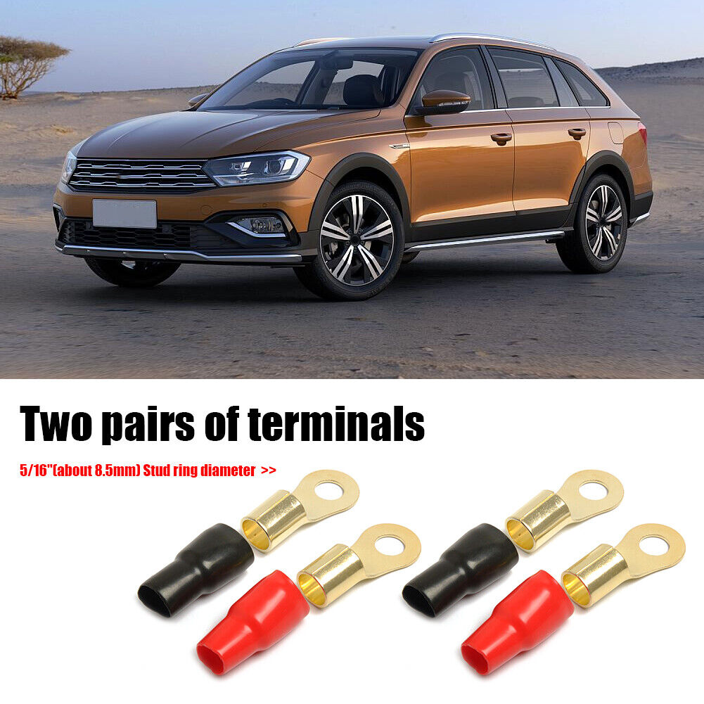 2 Pairs Car 4GA Speaker Electrical Wire Connectors Set Spade Crimp Terminal