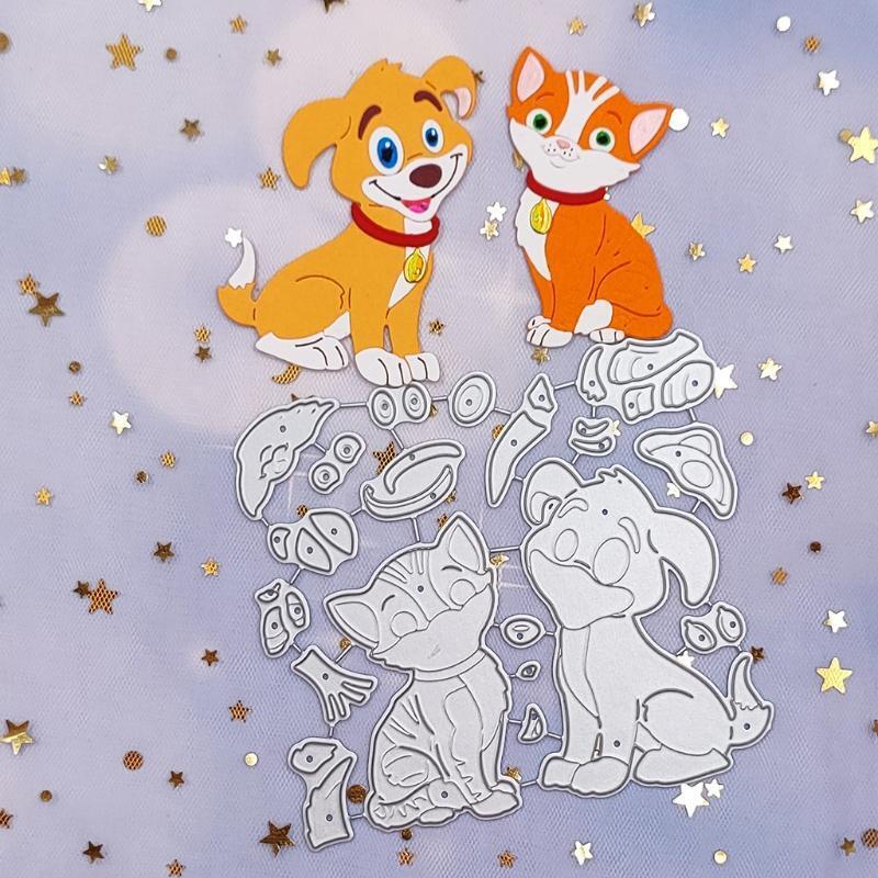 Cat and Dog Cutting Dies Set for Cards Scrapbooking and Stamps Album Card