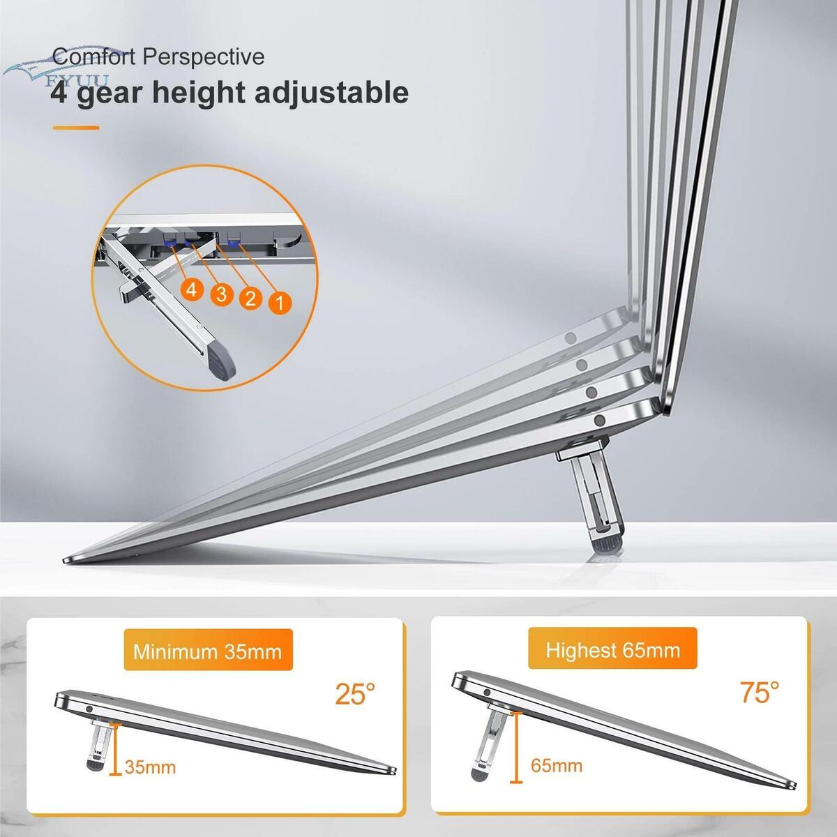 CNC Aluminum Vertical Laptop Stand Adjustable Angle Foldable Holder For Tablet