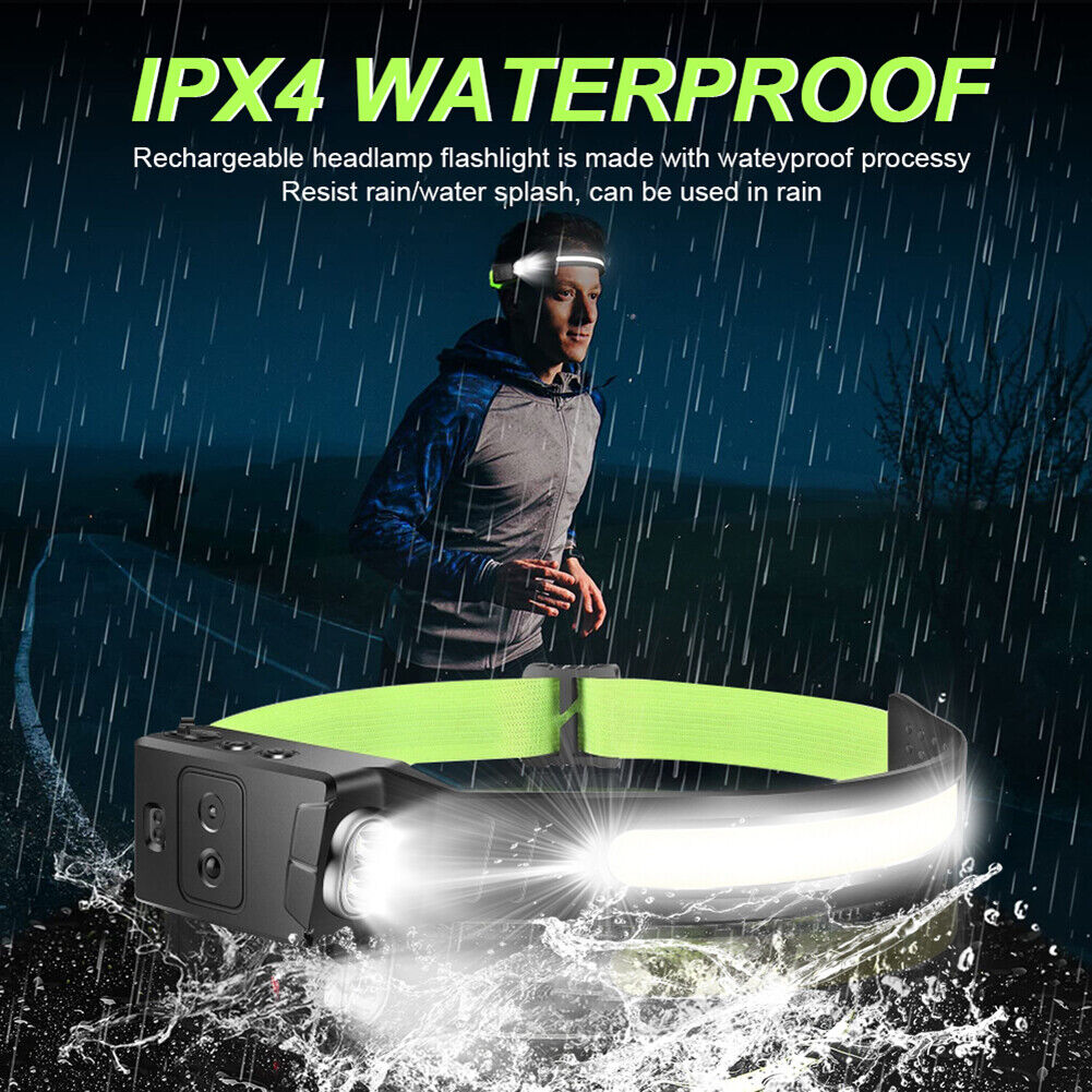 COB LED Headlamp Induction 350lm Waterproof Safety Work Headlight (2 Pack)