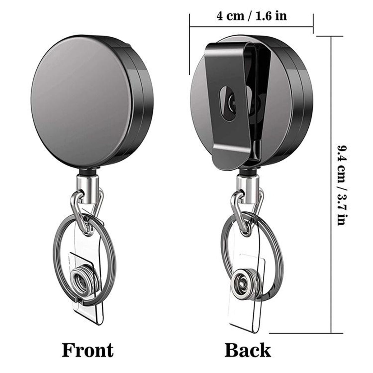3x Retractable Badge Holder with Key  Carabiner   Bag Clothes