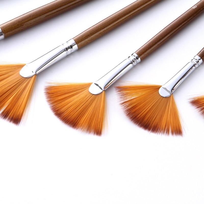Fan-shape Paintbrush Artists Paint Brush for Acrylic Watercolor Gouache Painting
