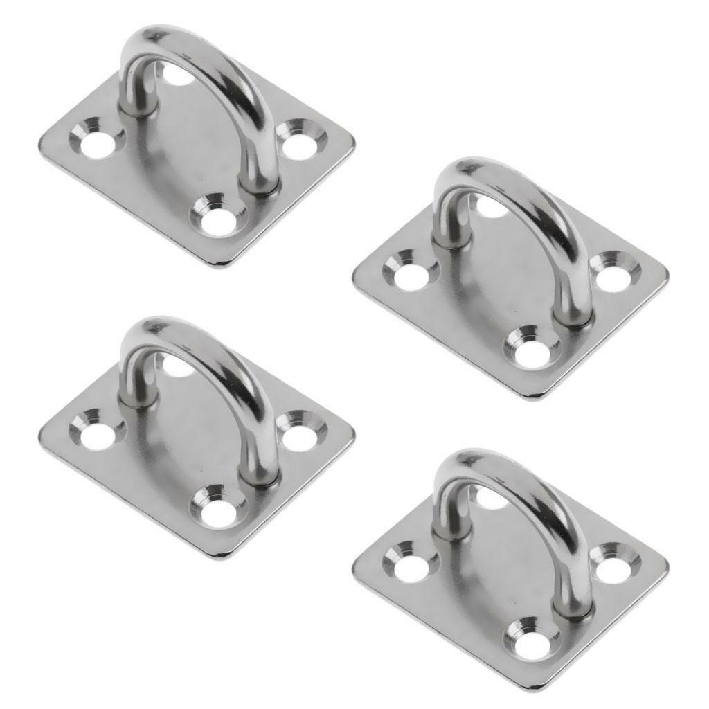 4pcs 5mm Square Pad Eye Plate Stainless Steel Boat Sailing Rigging Hardware