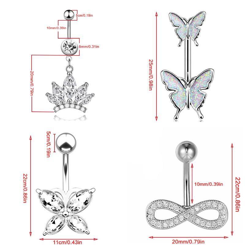 4Pcs/set Steel Stainless Steel Hollowed Out Crown Dumbbell Body Piercing Jewelry