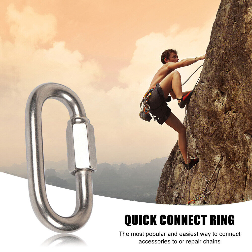 Stainless Steel Screw Lock Quick Links Chain Climbing Carabiner Hook (M8)