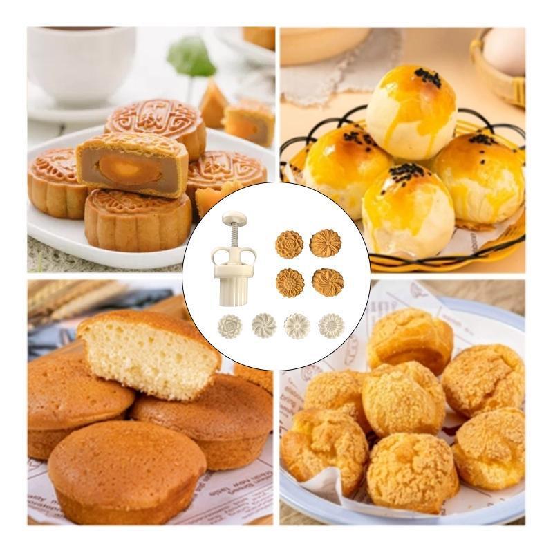 25g 4pcs Cookie Stamps Thickness Adjustable Moon Cake Mold Set Hand Press Cutter