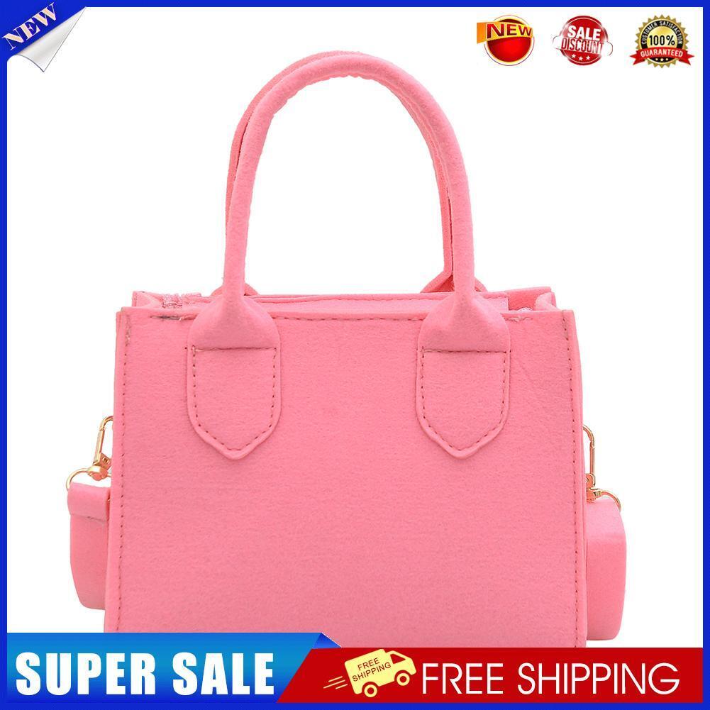 Felt Shoulder Message Bag Pure Mini Purse Crossbody Tote Handbag (Rose red)