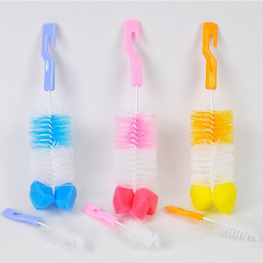 2PCS Home Head Washing Spout Cup Rotating Clean Sponge Bottle Brush Baby Nipple
