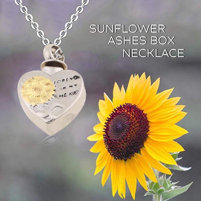 Nice Jewelry Decor Sunflower Heart Shape Pendant Necklace Cremation Urn Necklace