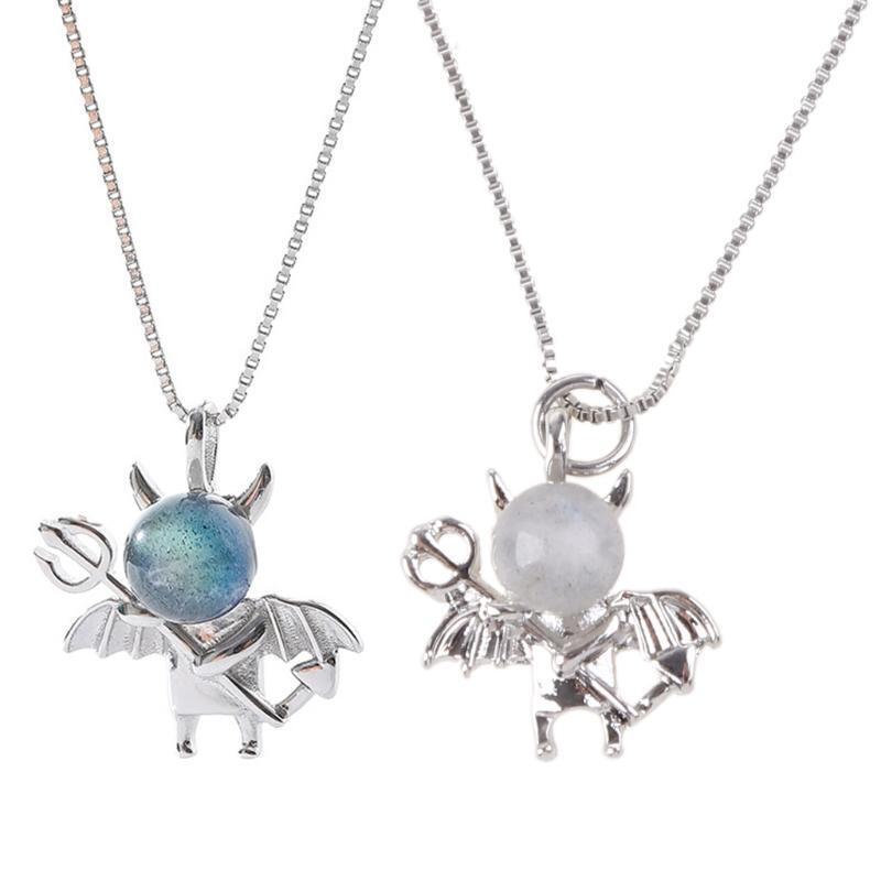 Little Devil Pendant Necklace Lovely Moonstone Evil Choker Fashion Jewerly Gift