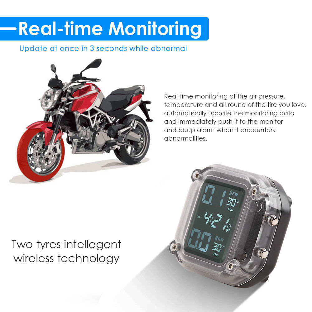 Waterproof Motorcycle TPMS USB Rechargeable Tire Pressure Monitoring System