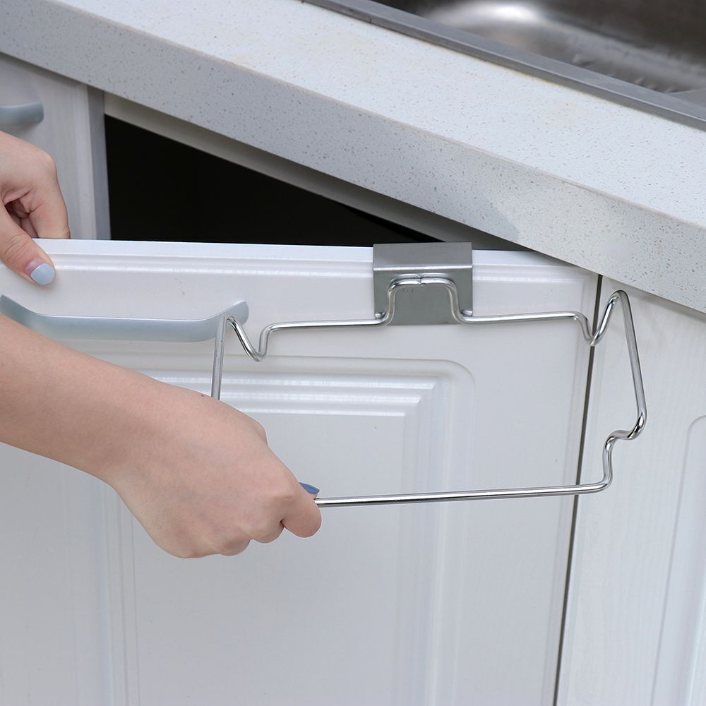 Holder Towel Rack Cabinet Door Hanging Trash Rack Garbage Storage Garbage Bags
