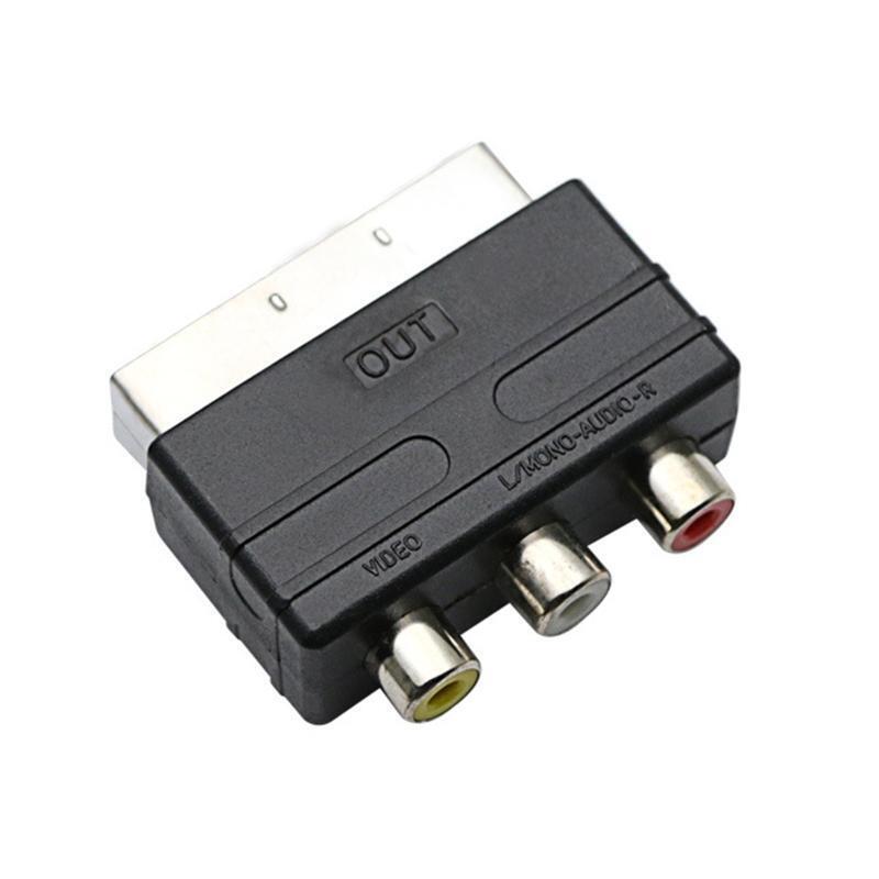 High Quality Scart Male Plug to 3RCA Phono Female AV TV Audio Video Adapter