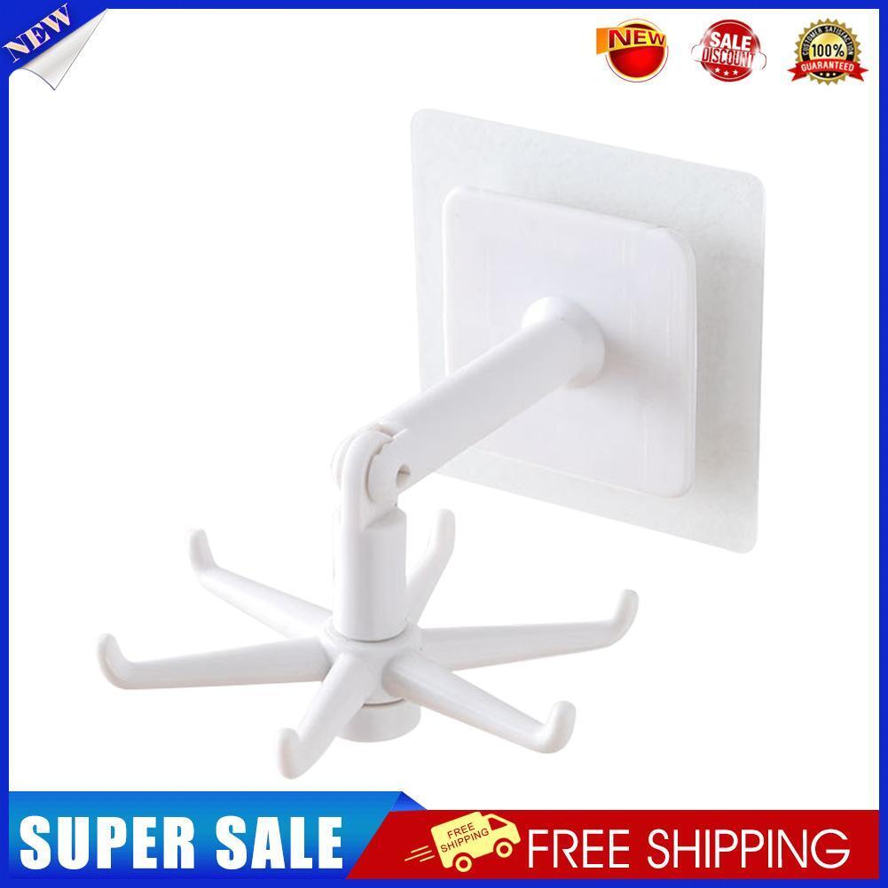 360 Degrees Rotating Hook Holder Bathroom Organizar Storage Hanger (White)