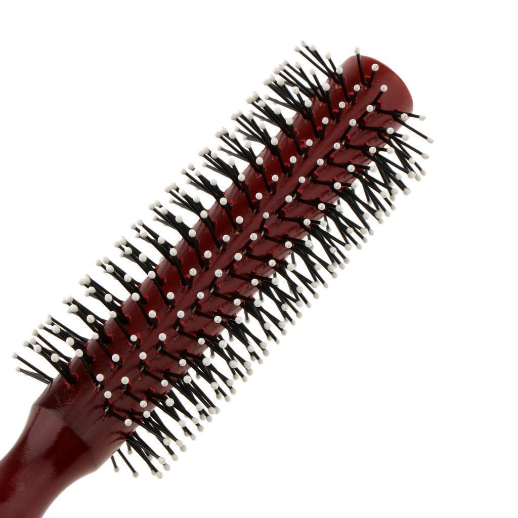 Wooden Handle Hairdressing Hair Comb Curling Rolled Brush Styling Hairbrush L