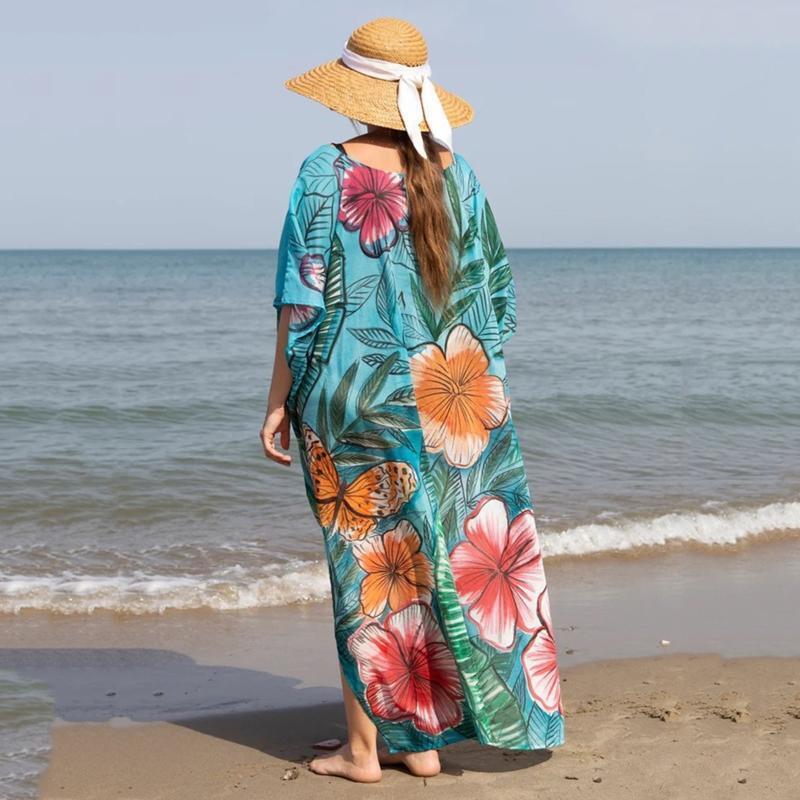 Women Summer Dress Plus Size Beach Cover Up Dress Sun Protection Loose Dress Ins