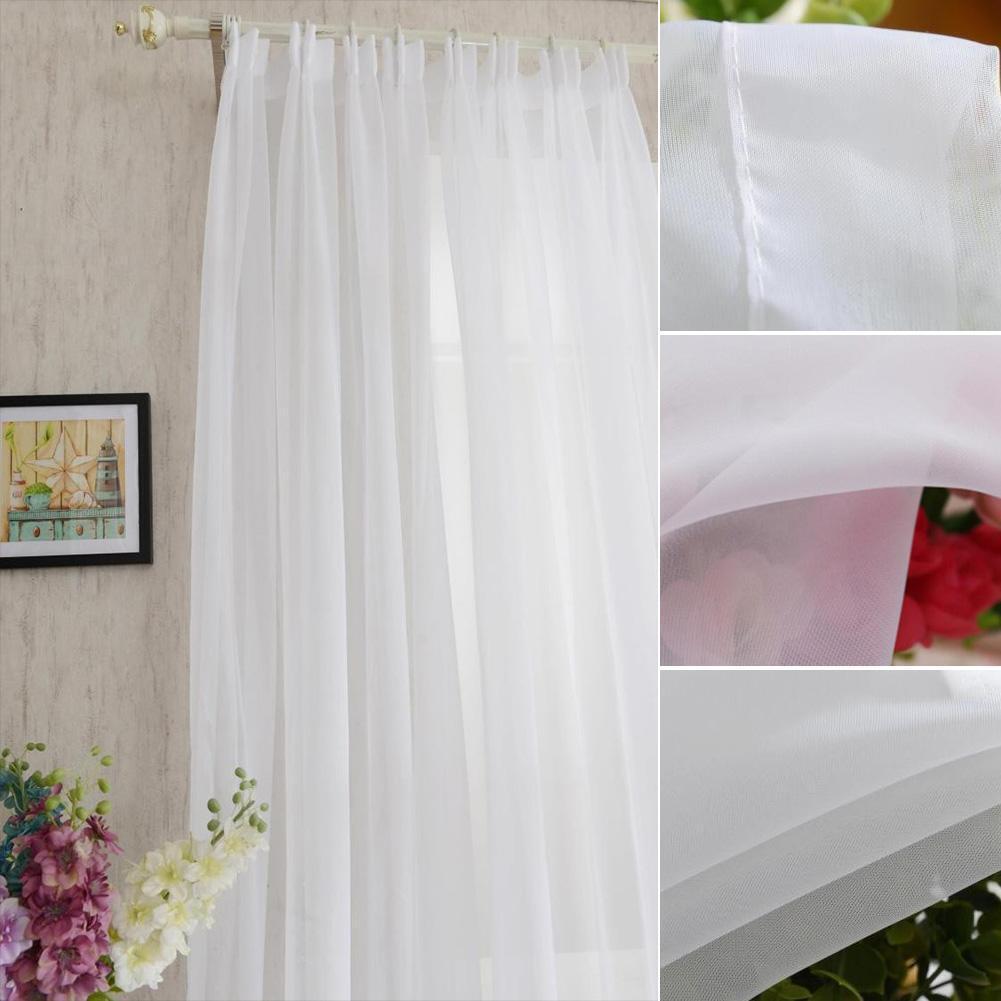 Solid White Yarn Curtain Window Tulle Curtains for Living Room