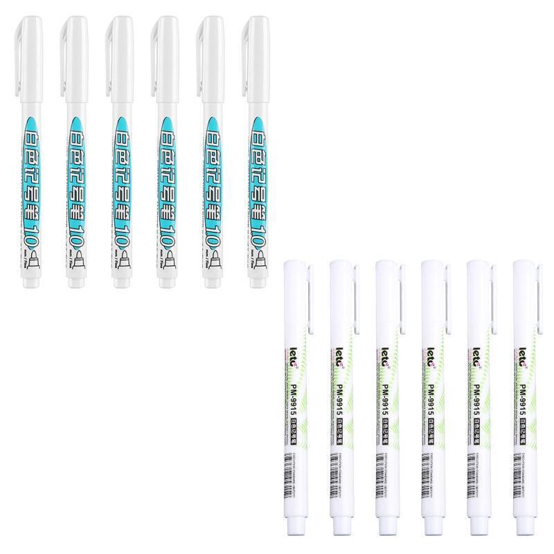 Permanent Marker Pen White Ink Refillable for Kid Student DIY Crafts Art Drawing