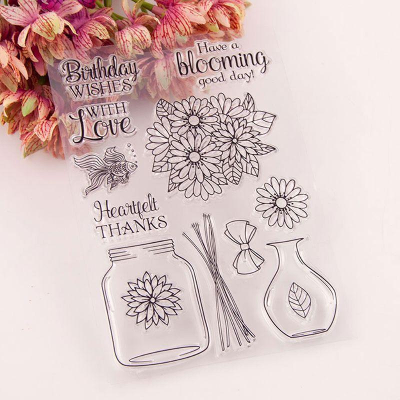 Flower Vase Silicone Clear Seal Stamp DIY Scrapbooking Emboss Photo Album Card