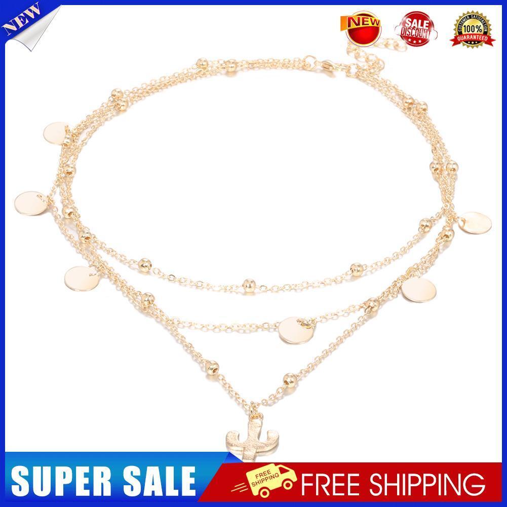 Simple Wafer Beads Pendant Clavicle Chain Women Multilayer Necklace Jewelry