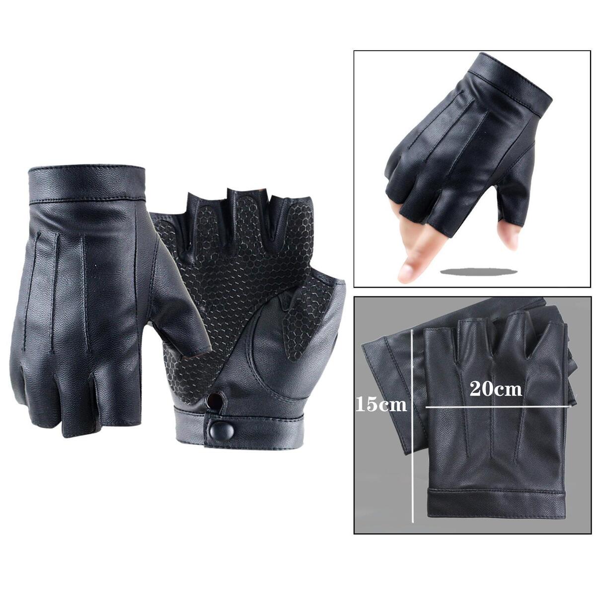 PU Leather Gloves Half Finger Gloves for Motorbike Climbing Running