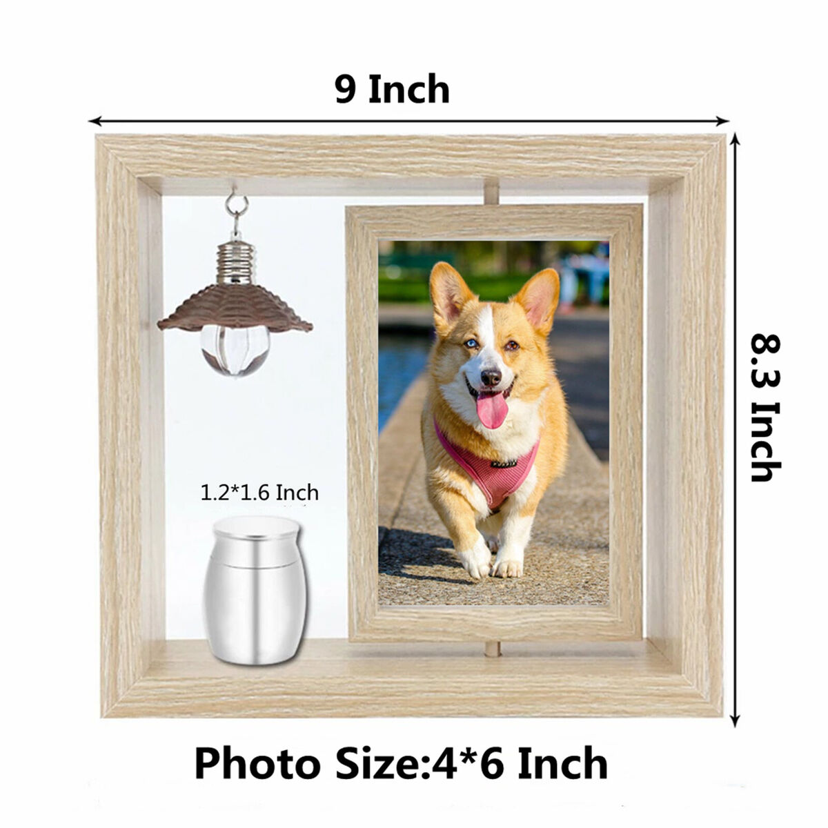 Urns Pet Photo Frame Ashes Holder Wooden Urn for Ashes Memorial Picture Frame