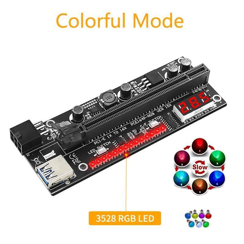 RGB PCI-E Riser Card VER 15X PCIE PCI-E Express Adapter 1X to16X USB3.0 Extender
