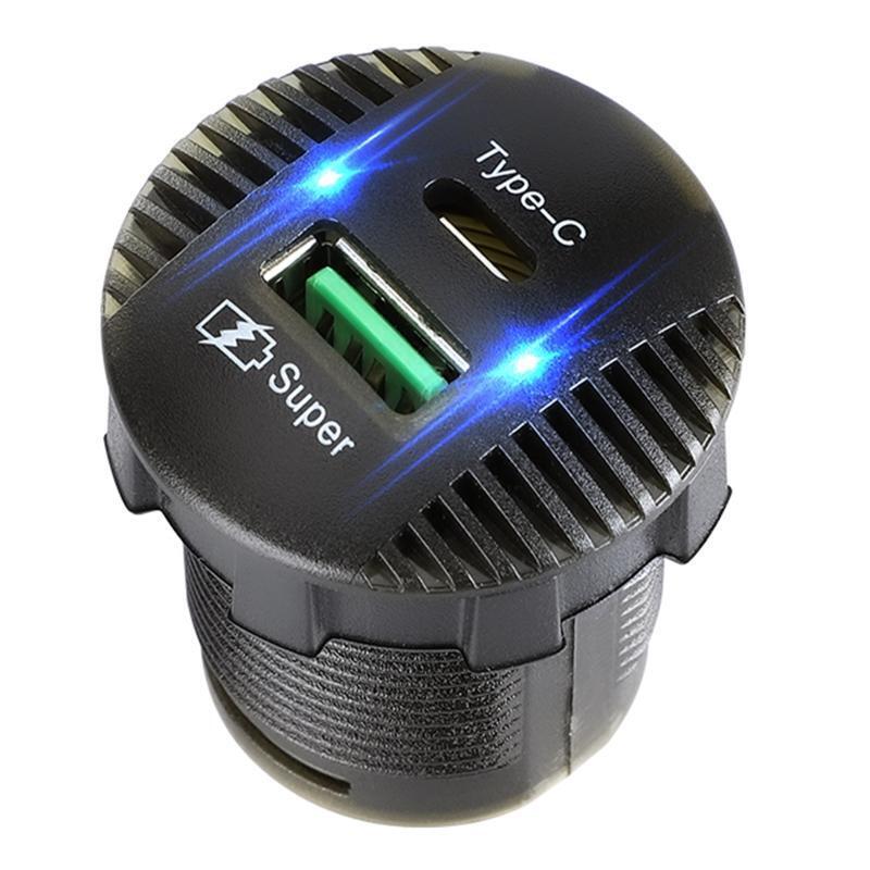 Type C USB Car Charger Socket Waterproof with Cap 12V/24V for Car, Boat