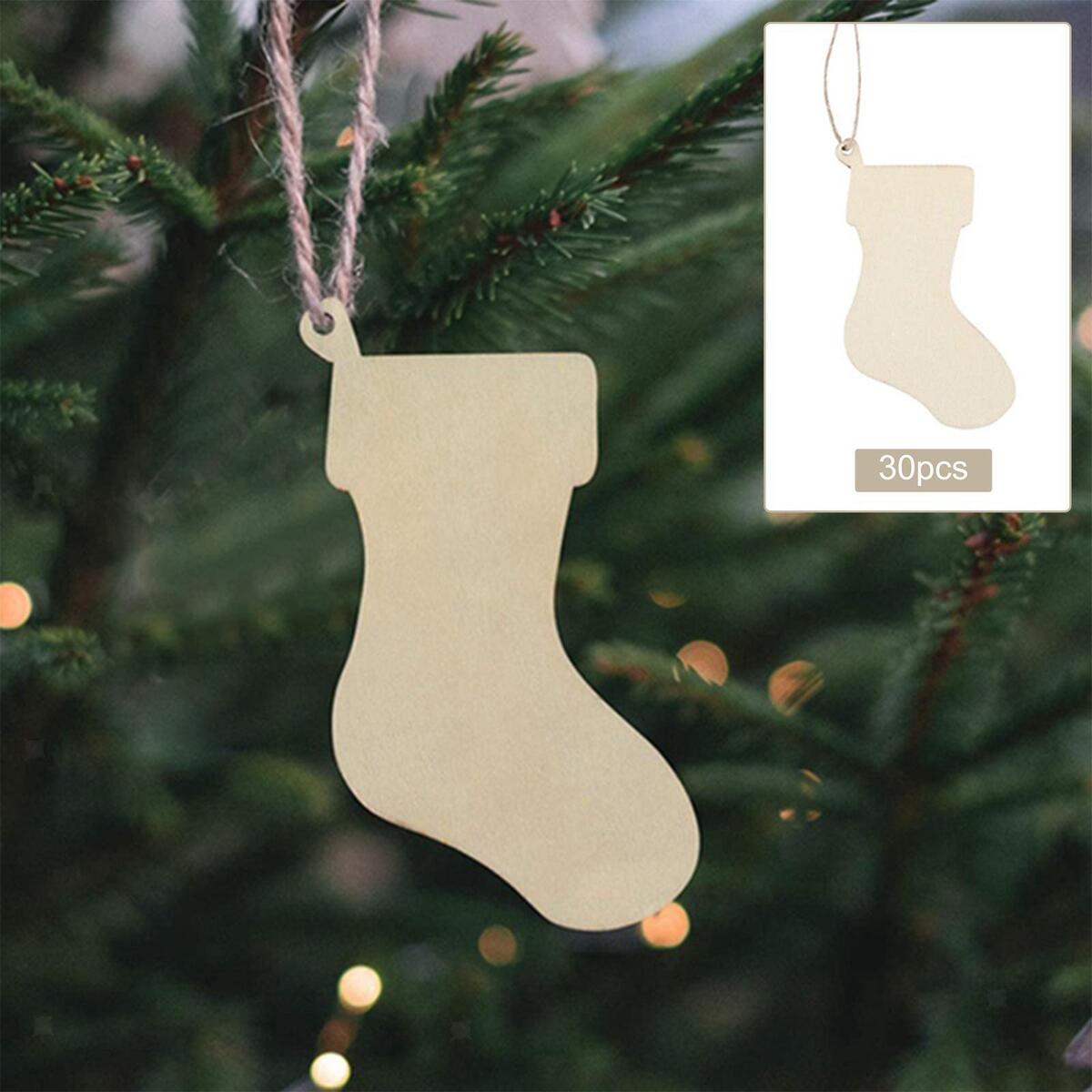 50Pcs Christmas Wooden Ornaments Festival Embellishment Party Wood Slice