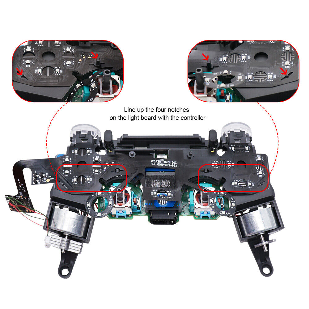 DIY Wireless Gamepad Game Controller Light Board LED Repair Set for PS4