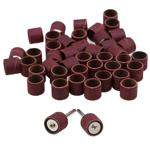 50Pcs 1/2" Sanding Bands Sleeves Drums with 2 Mandrels For Rotary Tool AU