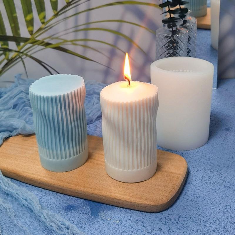 Twisted Cylinder Candle Mold for Candle Making,Food Grade Silicone Clear Texture
