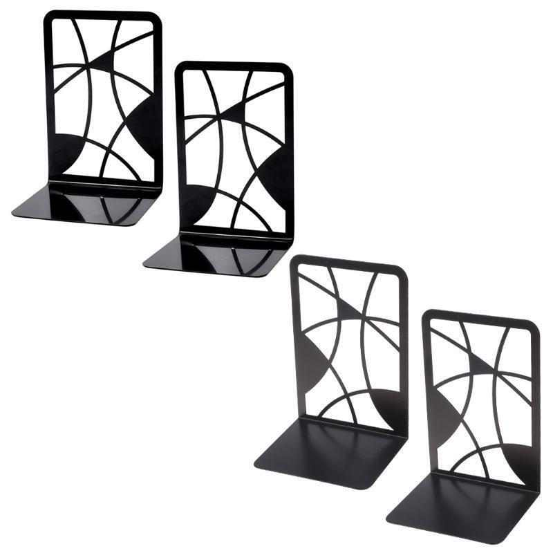 1 Pair Hollow-out Book Ends for Book Shelves Rose-like Metal Bookend Book Holder