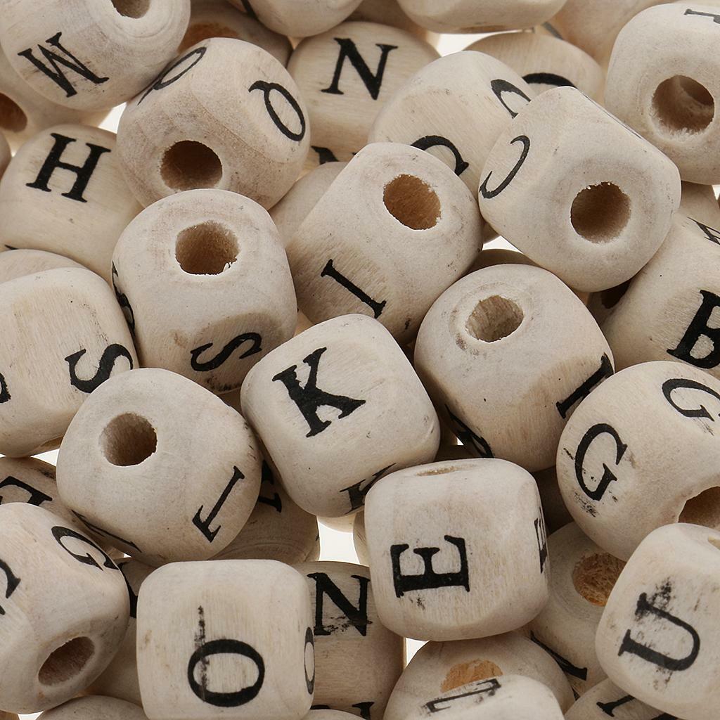 200 Pieces Wooden alphabet and letters   Jewelry Making 10mm White
