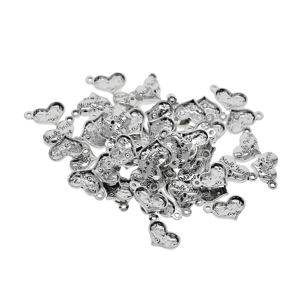 50Pcs Lover Heart Pendant Blank Cabochon  Setting Trays DIY Jewelry