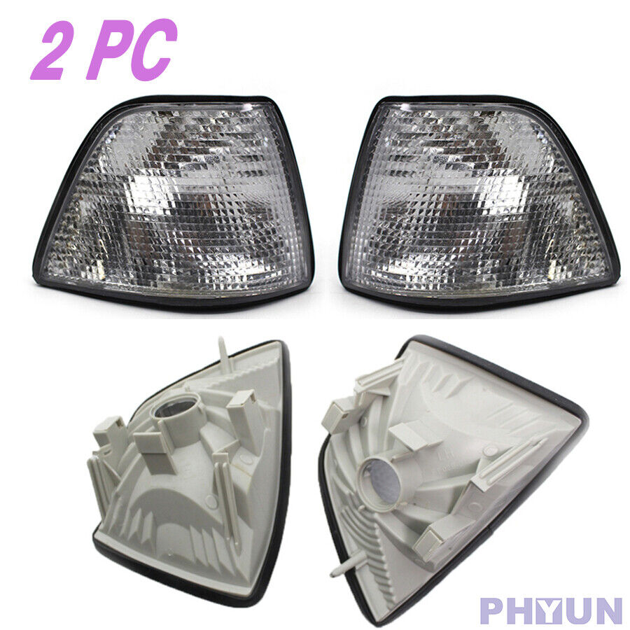 For BMW E36 318i 328i M3 Plastic Turn Signal Light W/Gray White Lens Replacement