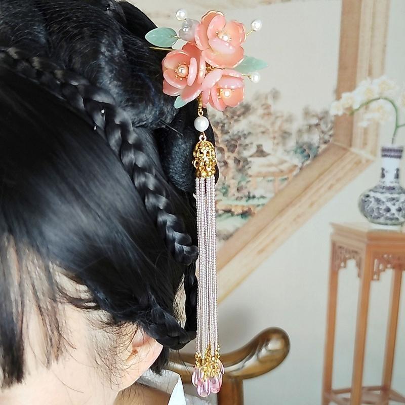 Beaded Tassel Hairpin Women Girls Hair Stick Bridal Headwear Decorative Jewelry