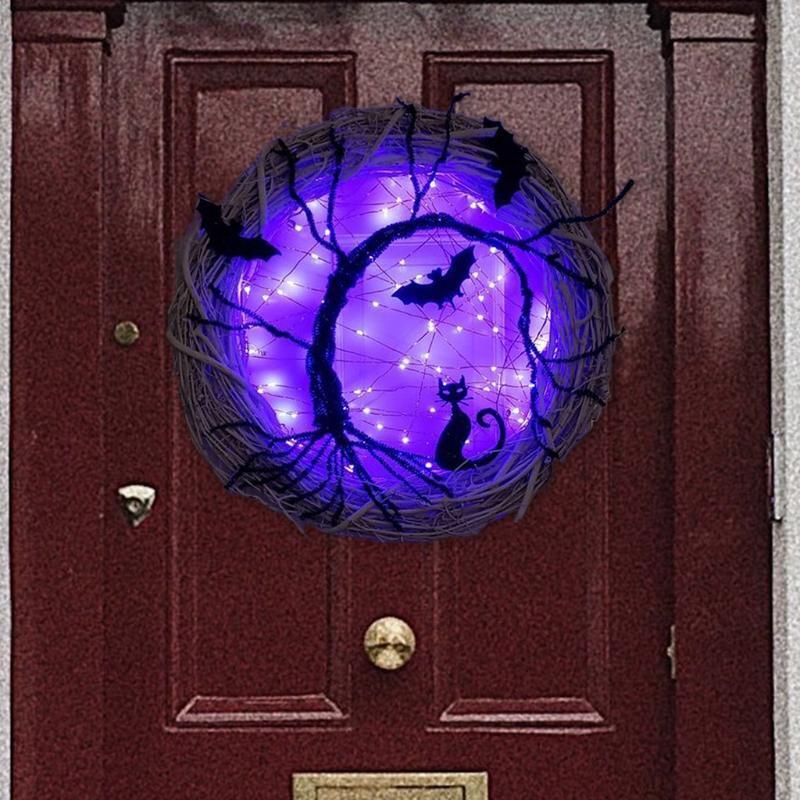 Bat Cat Wreath Halloween Horror Party Haunted House Garden Household Decoration