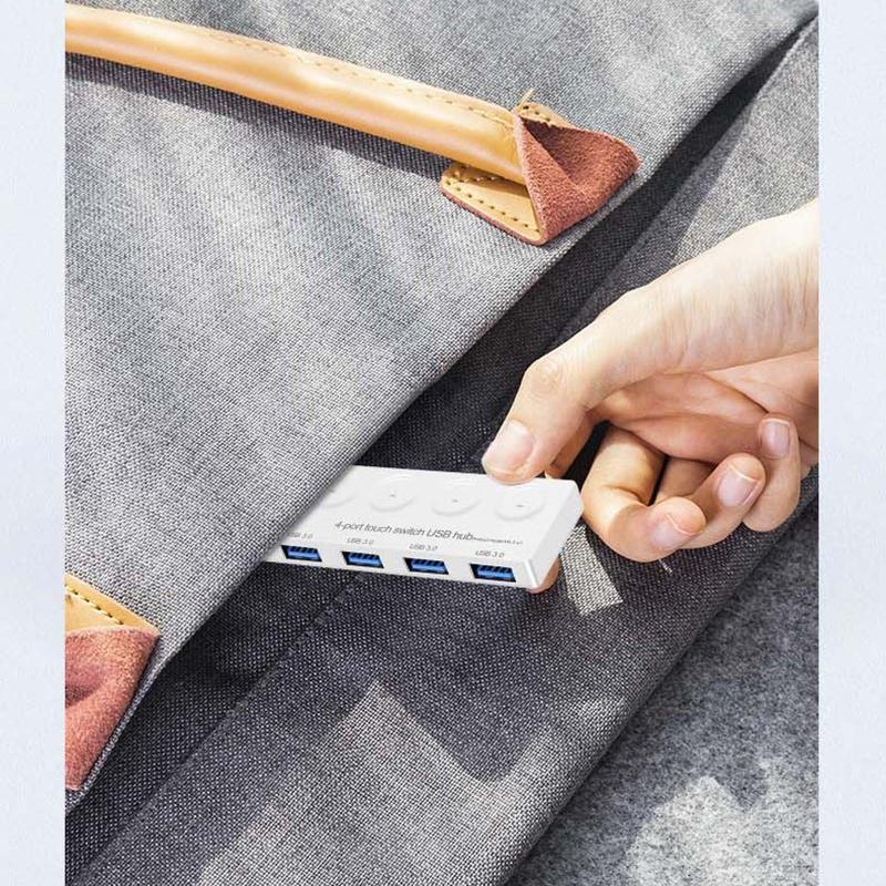 USB 3.0 Data Hub with Individual Touch On/Off Switches and LED Light for Laptop