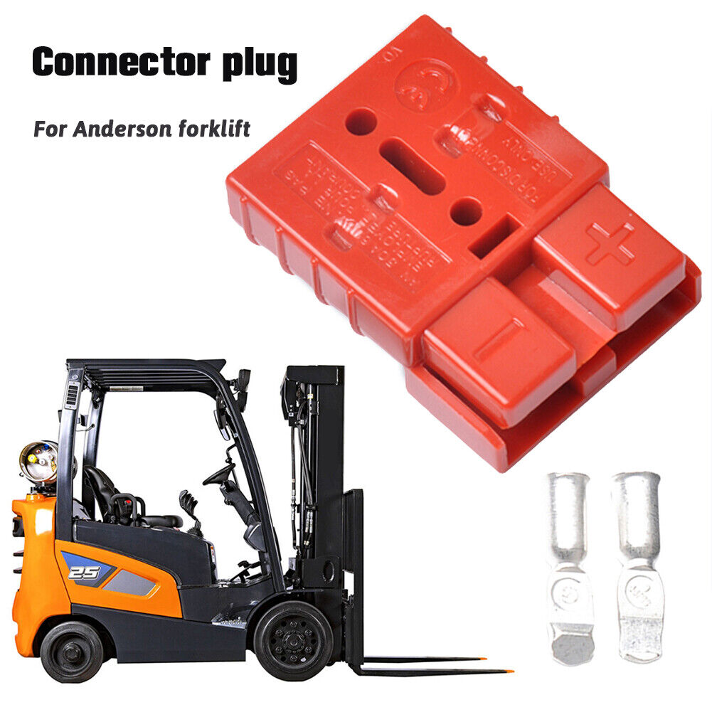 50A Battery Charging Bipolar Plug with Terminals Portable Connector (Red)